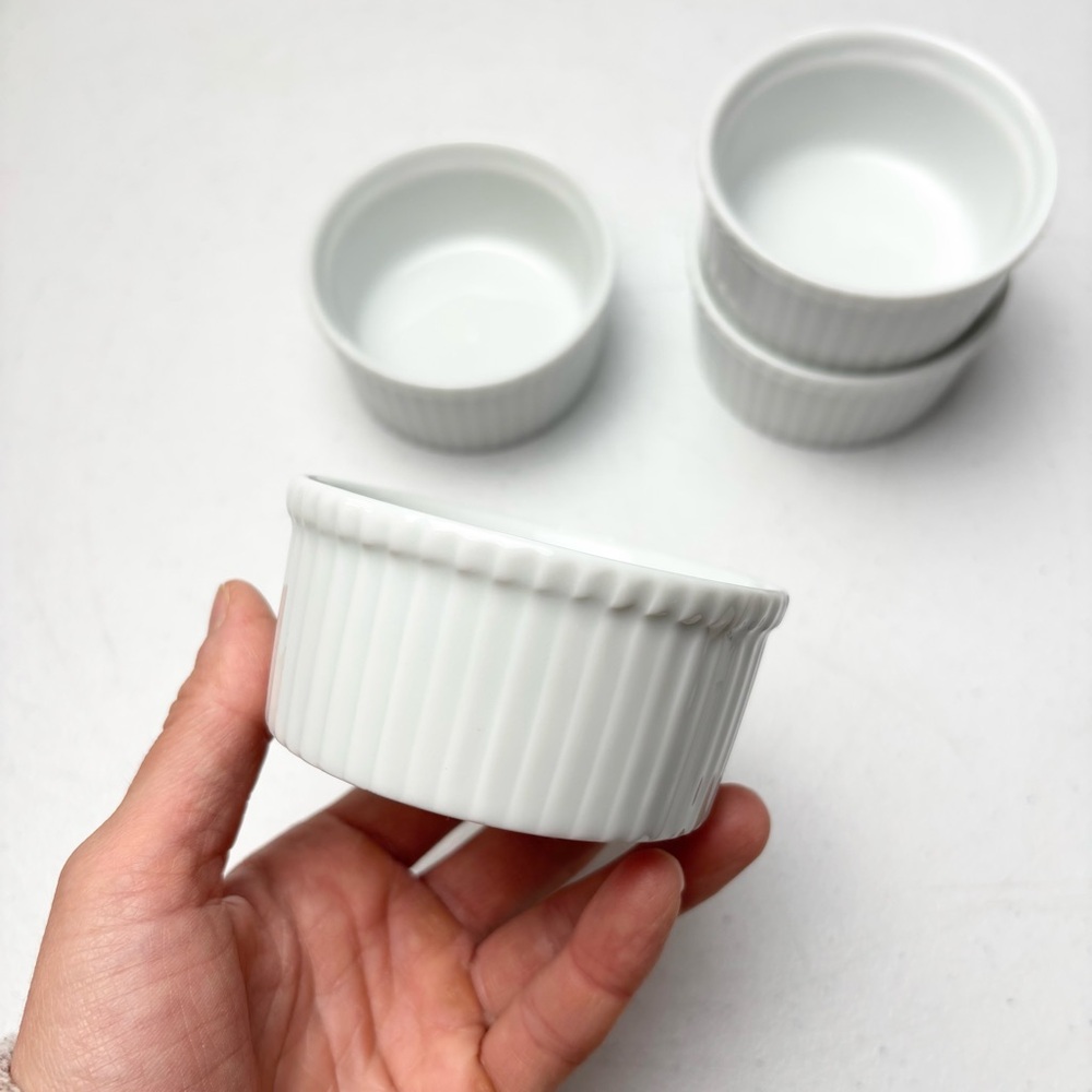 French Apilco Set of 4 Ramekins Dish White Bowl France